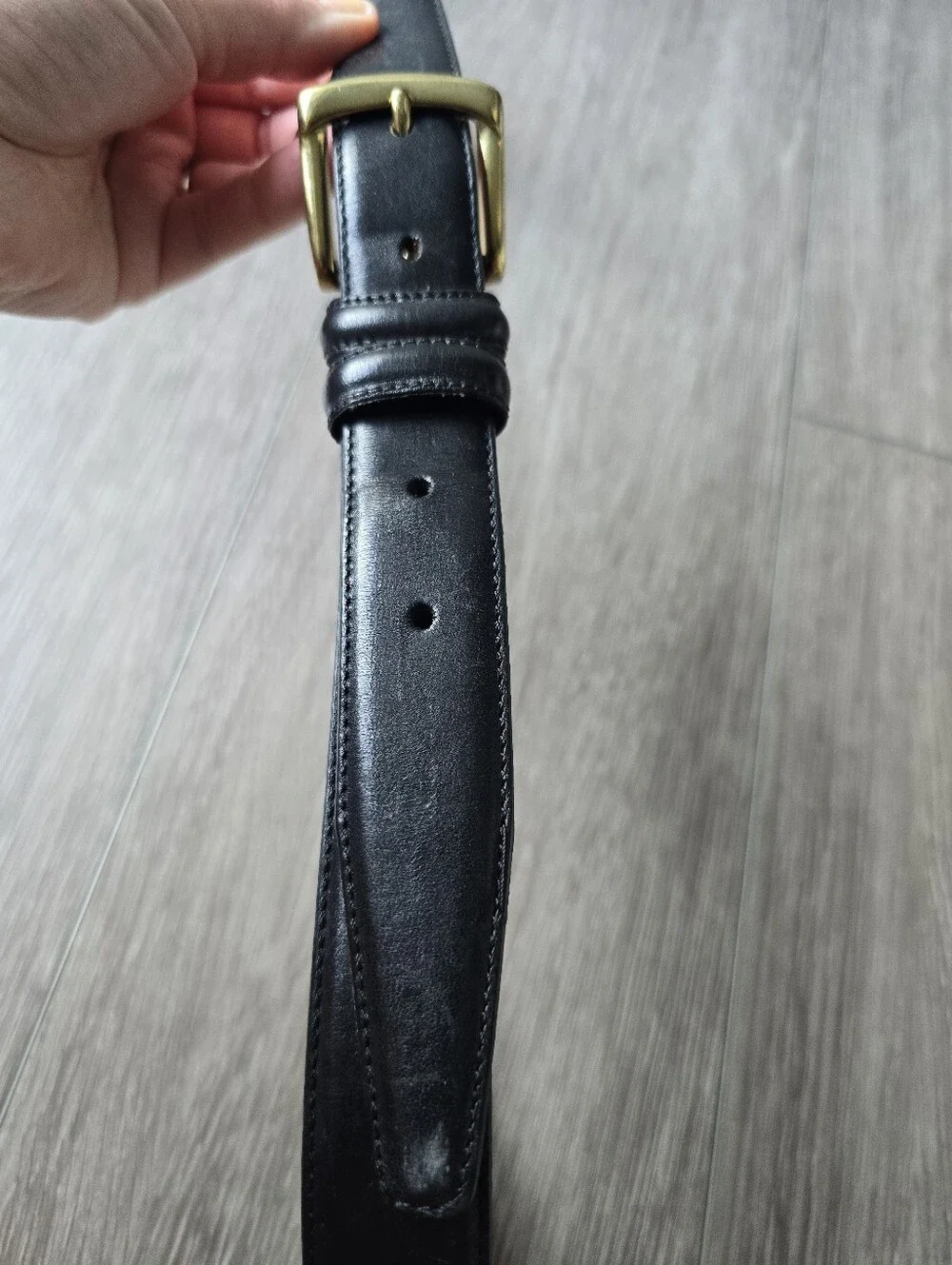 Haggar Black Label Mens Black Full Grain Leather Dress Belt Gold Buckle Sz 40